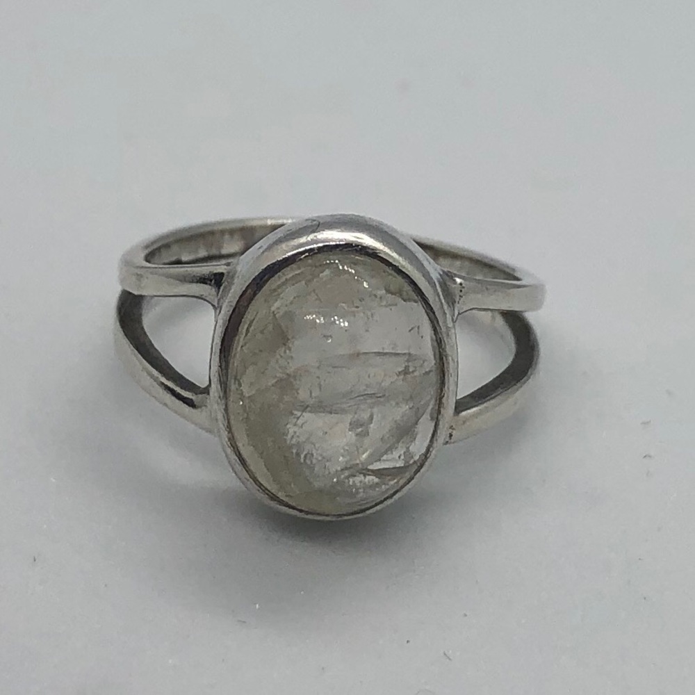 Sterling Moonstone Ring Size 6 Stone Clear 925 Silver
